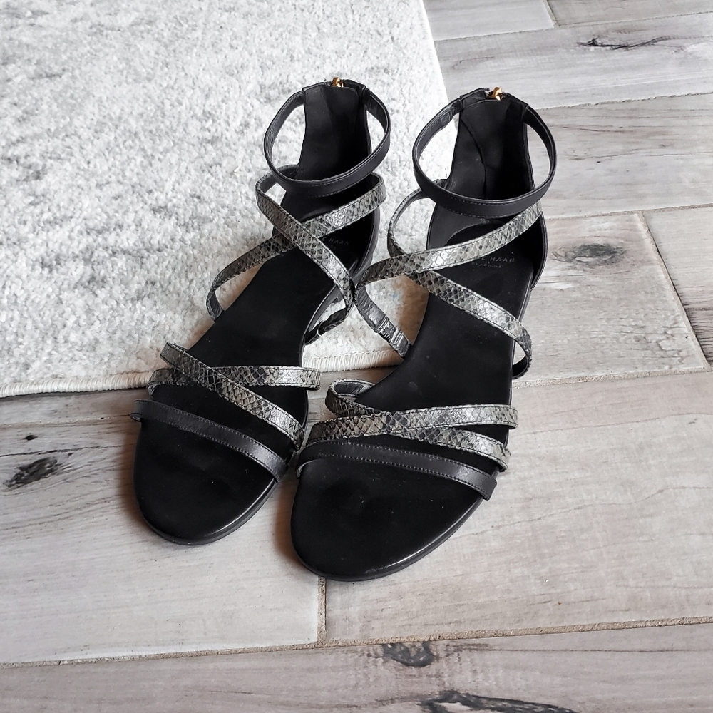 Cole Haan Mercer Snake Print Coss Leather Sandals